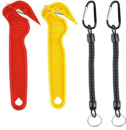 2 PCS Box Cutter with ABS Grip，Box Cutter，Multi-Purpose Utility Knife for Cardboard, Foam, Film Opening，Includes 2 Stretchy Key Chains，Ideal for Packaging, Warehouse & Craft