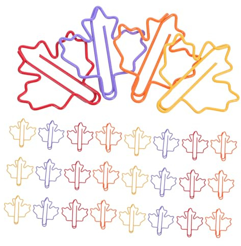 VILLFUL 100 Stück Bunte Metall Büroklammern Ahornblatt Design Farbenfrohe Lesezeichen und Dokumentenhalter Rostfrei Vielseitig für Schule Büro und Kreative Bastelprojekte Kindgerecht und