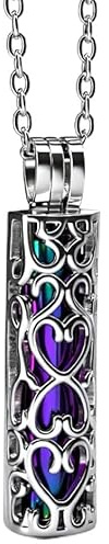 GBAFGLC Heart Cylinder Urn Necklace for Ashes for Women Men Ashes Jewelry with Vial Pendant Cremation Jewellery Keepsake Memorial Necklace (Silver-colorful)