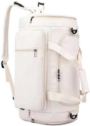 Gym Bag Gym Fitness Bag Carry On Casual Travel Handbag Dry and Wet Separation Outdoor Sports Training Swimming Yoga Backpack for Women(White)