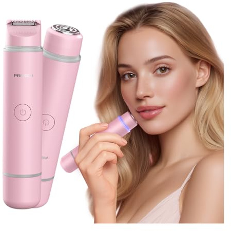 Rasoir 2 en 1 à double tête pour femme - Épilateur facial pour femme - Mini épilateur humide et sec - Rasoir portable pour cheveux, visage, sourcils, moustache, barbe, bras, jambe - Rose