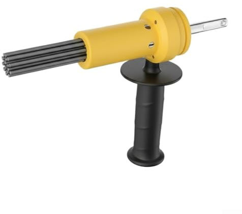 DAZZLEEX SDS-Schaft, elektrischer Hammer-Nadel-Adapter, gehärteter Stahllegierung, Rostentferner für Betonoberflächen, Reinigung und Fliesenvorbereitung mit 18 Nadeln (gelb)