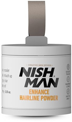 NISHMAN Enhance Hairline Powder – Light Brown 10g – Hairline Filler for Men – Conceals Hair Gaps and Thinning Areas – Adds Natural Density and Sharp Definition – Lightweight, Smudge-Free Formula