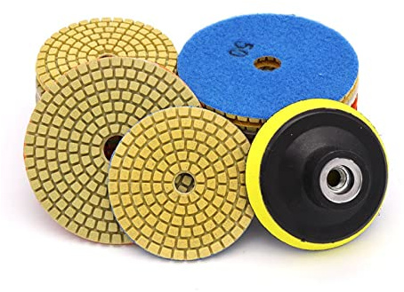 Kit de almohadillas de pulido de diamante M10/M14, 3/4 pulgadas, 80/100mm, húmedo/seco for granito, piedra, hormigón, mármol, pulido, juego de discos de molienda(M14 4 inch 11pcs)