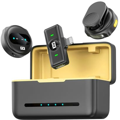 RASTKY Micrófono de Solapa Inalámbrico Profesional Rendimiento de Audio de Alta Fidelidad Cancelación de Ruido Batería Incorporada para Teléfono Inteligente, Entrevistas de Micrófono Inalámbrico