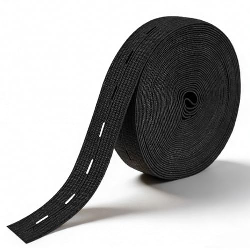 ZZHBOO Una Banda Elástica con Ojales Ajustable, Banda de Costura de Poliéster para Maternidad, Acolchado, y Manualidades, Color Negro, 2 cm de Ancho