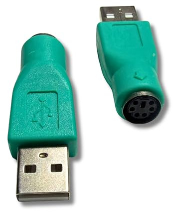 EL MOCHUELITO Pack de 2 Unidades; Adaptador Pasivo PS/2 a USB para Dispositivos Compatibles, USB Macho a PS/2 Hembra Mini DIN 6 Pines, Color Verde