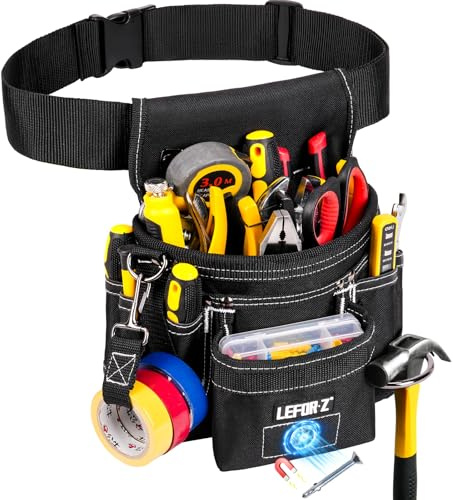 Tool Belt,Magnetic Tool Pouch,14-Pockets Tool Belts for Men,Detachable & Adjustable Tool Pouch Belt for Electrician,Carpenter,Construction,Work Apron,Utility Belt,Black