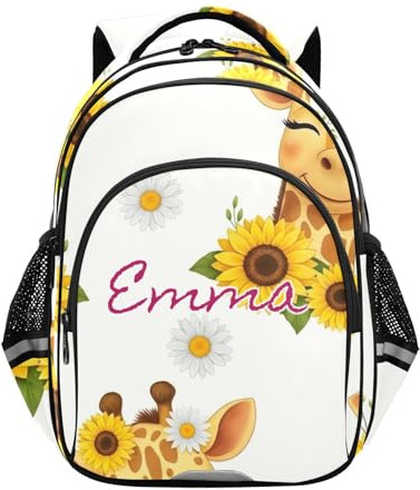 RPLIFE Sac à dos personnalisé pour enfants, sac à dos personnalisé pour enfants élémentaire girafes, Girafes mignonnes, 15 Inch