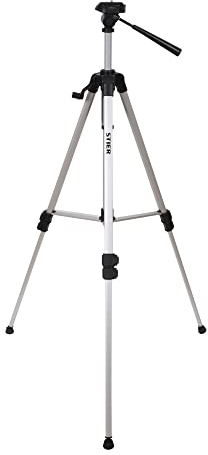 STIER Stativ 160, Baustativ aus Aluminium, Arbeitshöhe 57 bis 161 cm, 360° Drehfunktion, Neigungsfunktion, mit Tasche, Kurbelstativ, Stativ höhenverstellbar