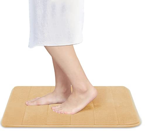Betus Luxury Memory Foam Badematte - Wasserabsorbierende, super kuschelige und rutschfeste Unterlage - Luxuriöser Velvet Comfort Badteppich - 17x 24 (beige)