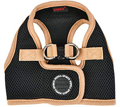 Puppia Soft Harness II - Weiches Westengeschirr für kleine und mittelgroße Hunde - sehr komfortabel und leicht anzuziehen, Schwarz, S, PUHB1770BKS