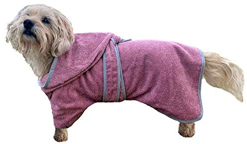 HOMELEVEL Hundebademantel Hundehandtuch - Handtuch für große und kleine Hunde - 100% Baumwolle - Bademantel weich bequem für Hund - mit Kapuze und Gürtel