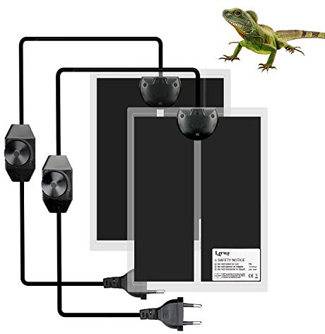 LERWAY Reptile Värmematta 2-packs, Terrarium Värmematta Varmare Matta Vivarium Vattentät Temperaturkontroll, Värmedyna Sällskapsdjur Värmare Termostat för Orm,Sköldpadda,Spindel,Gecko,Akvarium (2 Packs- 7W)