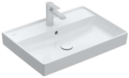 Villeroy & Boch Collaro Waschbecken, 650 x 470 mm, mit Überlauf, ungeschliffen, 4A3365; Farbe: Stone White, Ceramic Plus
