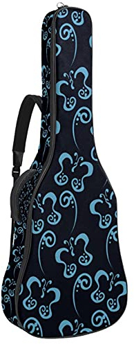 Blauer Schmetterling Muster Weiche Bass Gitarre Tasche Tasche mit Rückenaufhänger Schlaufe E-Gitarre Rucksack Blätter Ananas Koralcm Dicke Sicherheitspolsterung