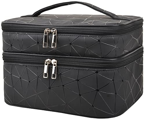 MKPCW Kosmetiktasche Groß - wasserdichte Kulturtasche Damen mit Pinseltasche und Trennwand, indoor and outdoor