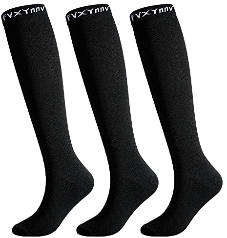 FVXYnnv 3 Paia Calze Compressione Graduata Donna Uomo, Calze Elastiche a Compressione Graduata 20-30mmHg Compression Socks per Running Sport Infermiera Viaggi in Aereo (L-XL)