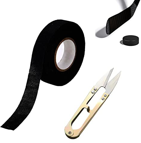 QEEROYO Schläger Tape, Hockey Tape, 25M Self Adhesive Hockey Stick, Hockeyschläger Tape, Anti Slip Hockey Stick Tape, Anti-Rutsch Grip Band für Golf-, Tennis-, Badminton, Weiß, Mit Schere, Schwarz