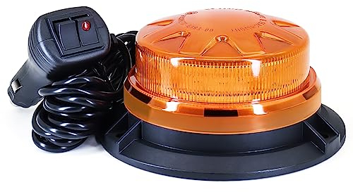 AnTom Rundumleuchte,12V-24V Gelb Rundumleuchte LED mit magnetischem und 3 Meters-Kabel für Gabelstapler-Traktor Golfwagen UTV Anhänger SUV-Neues Upgrade