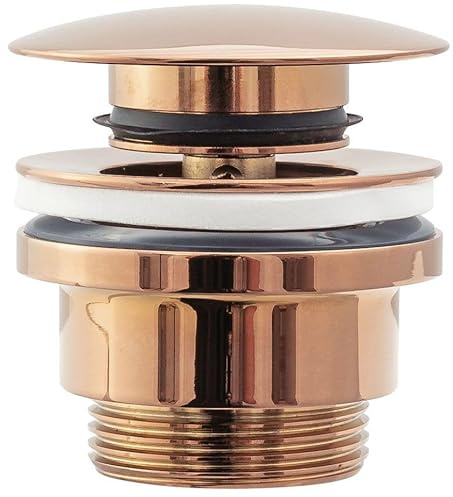 Rea BONDE DE LAVABO UNIVERSEL CLIC-CLAC ROSE GOLD Bouchon Lavabo Salle de Bain avec Trop-plein Bonde de Vidage Pop-up en Laiton (or rose)