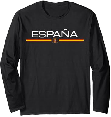 Punto Deportivo Atletico Bandera ESPAÑA ESPAÑA Manga Larga, Unisex para Adultos, Negro, XXL