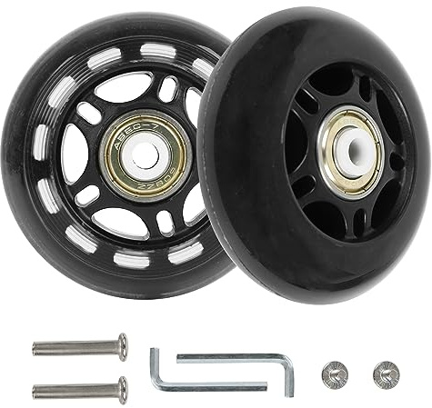 Kofferrollen 70 * 24mm, Skate-Räder, Kofferrollen Ersatzrollen mit Achsen Schraubenschlüssel Reparatur Paar Mute Ersatz Wheels für Koffer Gepäckwagen,Schlittschuhe (Schwarz*2pcs)