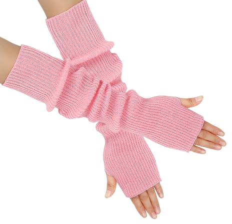 OTKARXUS Armstulpen Damen,1 Paar Lang/Kurz Fingerlose Handschuhe Stricken mit Daumenloch,Winter Warme Pulswärmer Fäustlinge für Frauen Damen Mädchen