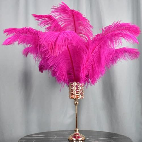 Decoración de plumas de avestruz rosa, 15-70 cm, 6-28 pulgadas, plumas de avestruz, manualidades, jarrones, centros de mesa para fiestas, carnaval, decoración de bodas, 55-60 cm, poste grande, 10 pi
