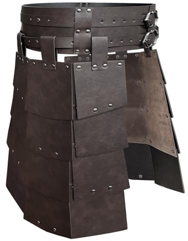 HiiFeuer Mittelalterliche Kunstleder breite Gürtel Oberschenkelpanzer, Retro Double Sides Taille Rüstung, Söldner&Ritter Rock Rüstung für LARP