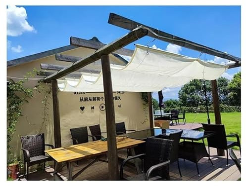 Imperméable à l'eau Voile d'ombrage rétractable pour Pergola Patio, Auvent d'extérieur Remplacement Câble coulissant Couverture de store à vagues pour terrasse, porche Imperméable ( Couleur : blanc ,