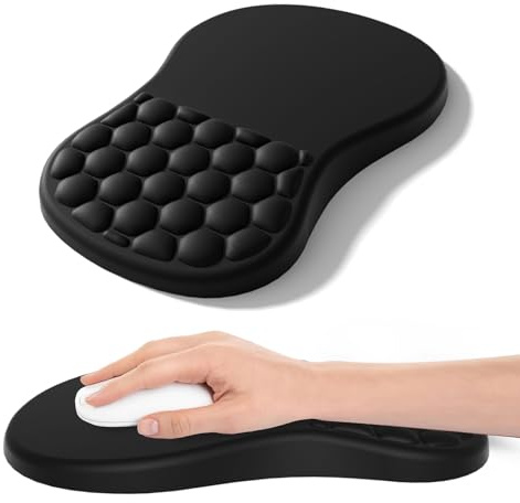 Mauspad mit Handgelenkauflage,Ergonomisches Mousepad zur Linderung von Schmerzen im Karpaltunnel, Memory-Schaum mit Rutschfester Gummi-Basis Office Mat für Computer, Laptop, Desktop (schwarz)