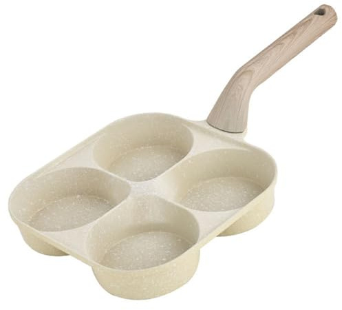 BTBHIHO Padella antiaderente per uova con 4 fori, compatibile con piani cottura, uova in camicia per la colazione, per cucinare uova fritte sane, hamburger, omelette