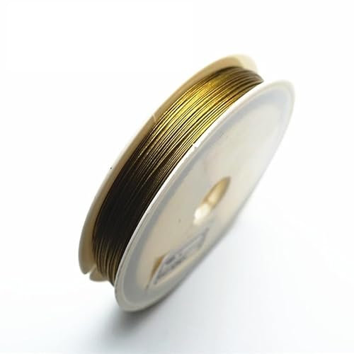 SkyjOy Stahlseil 30 m/Rolle, 0,3/0,35/0,45/0,5/0,6 mm, Edelstahl-Schleifdraht for Herstellen von Schmuck Drahtseil(0.38mm Gold Wire)