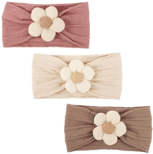 AQOKKA Baby blomma pannband nylon baby flicka pannband mjuka handgjorda hårband småbarn hårtillbehör för flickor baby nyfödd spädbarn barn