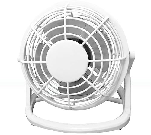 Blendend Mini ventilatore da tavolo orientabile 2,5 W 5 V, dimensioni 14,5 x 14,5 x 10 cm, alimentazione USB, ideale per rinfrescare piccoli spazi.