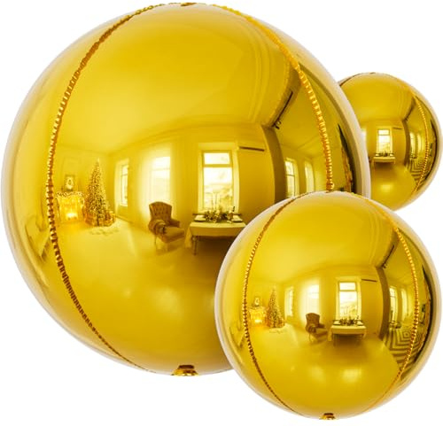 Haolongfa Gold Foil Balloons, 14 Pcs Gold Mylar Balloons for New Year Decorations, 22/18/10 Inch Large Foil Balloon for Birthday, Engagement, Happy New Years Party 2026