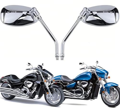 YUJYGAO Specchietti Laterali per Moto M10, Specchietto Retrovisore Moto Cromato Compatibile per scooter Street Bike Cruiser Chopper Sport Bike ATV