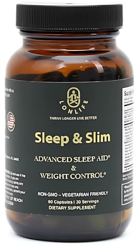 LONLIFE Sleep and Slim - Night Time Fat Burner with Melatonin, Ashwagandha & Green Coffee Bean Extract - Weight Loss Supplement for Metabolism Boost & Deep Rest - 60 Capsules