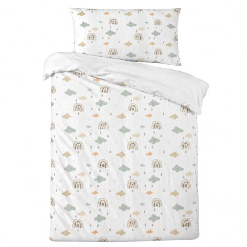 various Funda Nórdica Cuna 100 x 135 cm,Almohada 40 x 60 cm,Rainbow | Cuna 60x120 cm, 2 Piezas,100% Algodón transpirable, cierre con cremallera