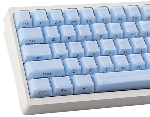 Crystal Jelly Blue Keycaps, PBT Keycap 113 Keys OEM Profile Double Shot Keycap Translucent Side Printed Custom Keycaps for 61/68/84/87/98/100 Cherry Gateron MX Switches Mechanical Keyboards