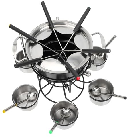 Sosoport Pentola per Fonduta in Acciaio Inossidabile Portatile Set per Fonduta e Cioccolato per Cucina e