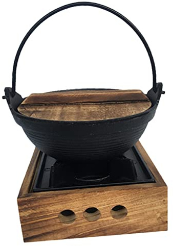 Ipetboom Marmite à Soupe De Camping En Fonte Petite Taille, Poêle Japonaise Antiadhésive En Fer Résistante Haute Température, Ustensile Suspendu Cuisine Extérieure Et Maison