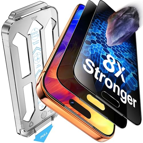 Tentoki Protector Pantalla Privacidad Para iPhone 17 Pro | 25°Antiespía, Refuerzo Secundario, 2 Piezas Cristal Templado de 8 veces más Fuerte, Dureza 9H, Sin Burbujas, 6,3 Pulgadas
