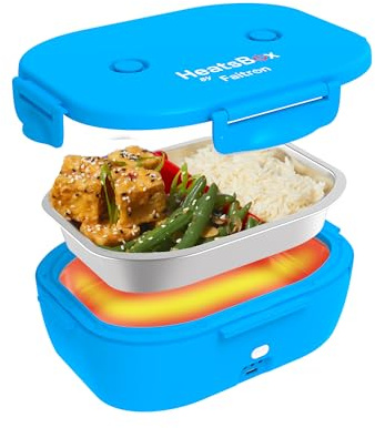 Faitron HeatsBox Go Kids – Beheizbare Lunchbox für Kinder, 540-ml-Edelstahlbehälter, integrierter Akku (100 W) und App-Steuerung, tragbarer Speisenwärmer für Schule/Reisen - Blue