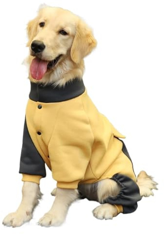 Sportliche Hundejacke, vierbeiniger Reißverschluss, Mantel für Labrador und Golden Retriever, warme Hundebekleidung für große Hunde (Gelb, 6XL)