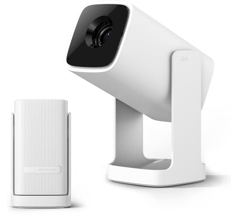 WANBO Cube 1 Mini Smart Beamer Android TV/Netflix/360° Drehbar, Linsenschutz, 200 ISO Lumen, 1080P Unterstützt, Elektrischer Fokus, WiFi Bluetooth, Heimkino Outdoor Projektor mit 8W Speaker, Nur 0.9Kg