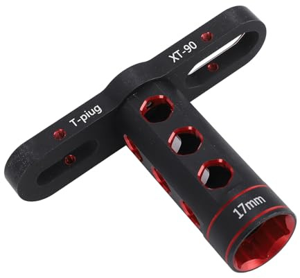 Alomejor RC-Car, 17-mm-Innensechskantschlüssel, T-förmiges Schnittstellenwerkzeug für Schnellen Reifenwechsel und Längere Nutzung, Aluminiumlegierung, Rot, Schwarz