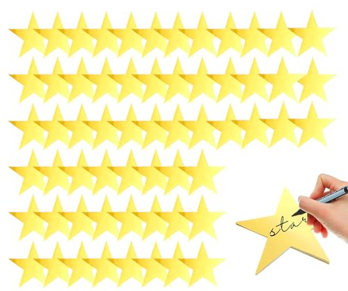 Stjärnformade Utskärningar 60 Stycken Glitterstjärnor Dekoration För | 15 cm Pappers Die-Cut För Dekoration Av Födelsedagsvägg, Skola, Jul, Svart Fest, , Examen,