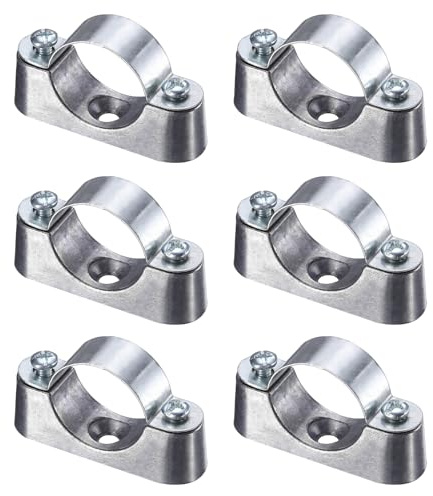 sourcing map 6Pack Pipe Support Pipe Bracket Clamp, 25mm Pipe Wall Mount Ceiling Mount Rigid Straps Carbon Steel Bracket Holder for Metal Tube